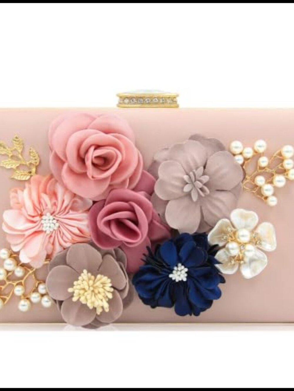 Floral Clutch Purse Women PU Evening Bag Wedding Party Shoulder Strap